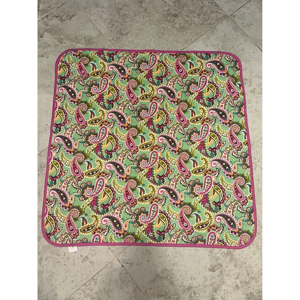 Vera Bradley Baby‎ Reversible Cotton Blanket Green Paisley Floral Pink Swaddle